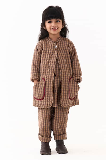 Three Quilted Check Jacket & Pant Set 