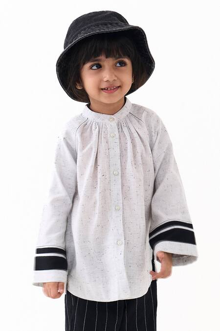 Three_Ivory Applique, Embroidery Splash Print Peasant Top With Pant _at_Aza_Fashions