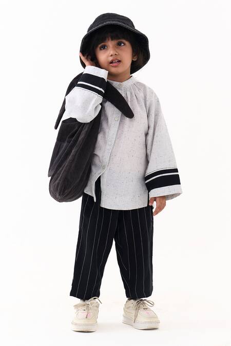 Buy_Three_Ivory Applique, Embroidery Splash Print Peasant Top With Pant 