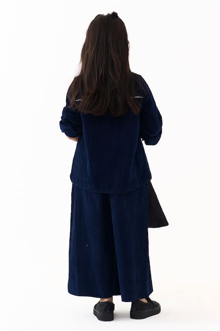 Three Corduroy Top & Inverted Pleat Pant Set 