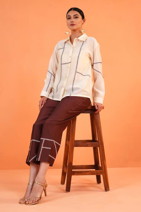 Origani Geometric Embroidered Shirt 