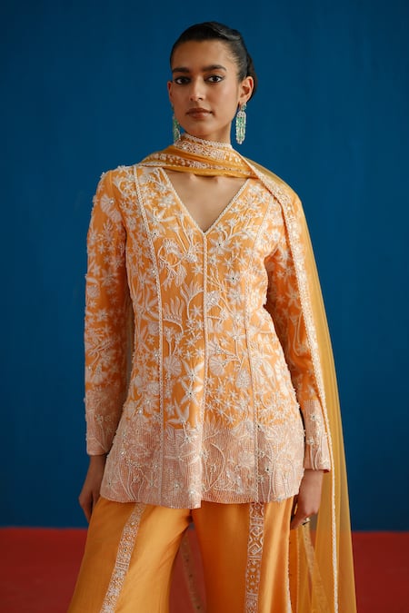Mishru Aarika Embroidered Kurta Palazzo Set 
