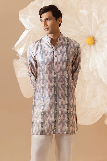 Eleven Brothers Printed Silk Kurta 