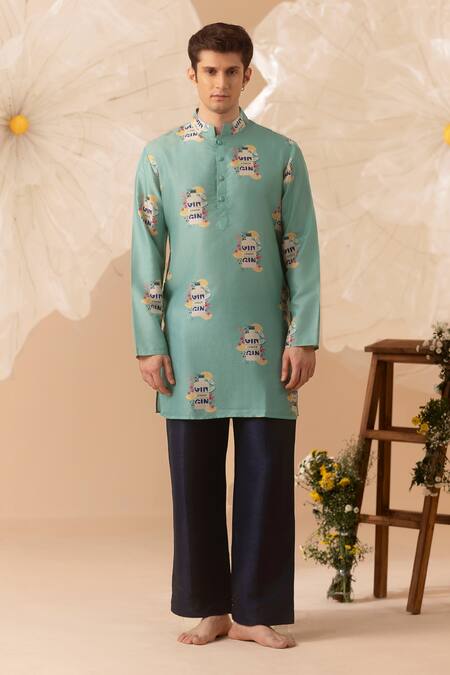 Eleven Brothers Printed Mandarin Collar Kurta 