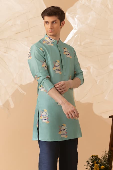 Eleven Brothers Printed Mandarin Collar Kurta 