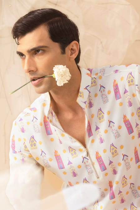 Eleven Brothers Printed Silk Kurta 