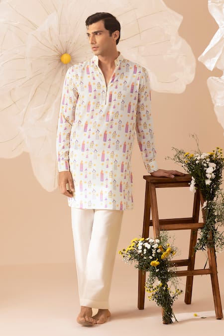 Eleven Brothers Printed Silk Kurta 