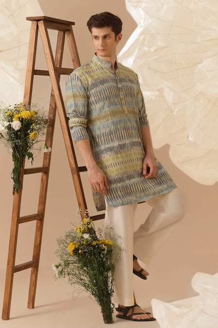 Eleven Brothers Printed Silk Kurta 