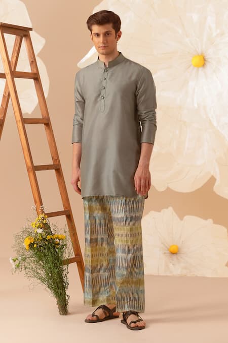 Eleven Brothers Silk Mandarin Collar Kurta 