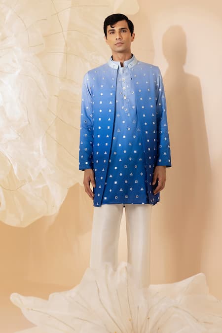 Eleven Brothers Ombre Geometric Embellished Nehru Jacket 