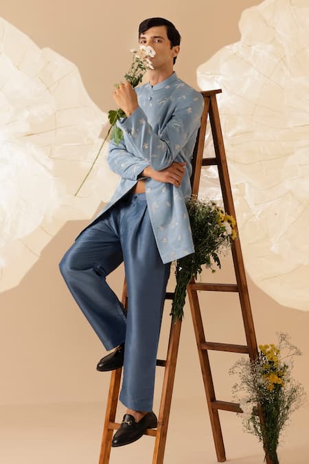 Eleven Brothers Bird Embroidered Bandhgala & Pant Set 