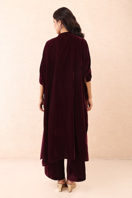 Priyanka Jain Velvet Dori Embroidered Kaftan & Pant Set 