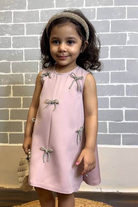Lil Angels Bow Embellished Sleeveless Dress
