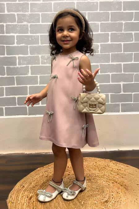 Lil Angels Bow Embellished Sleeveless Dress