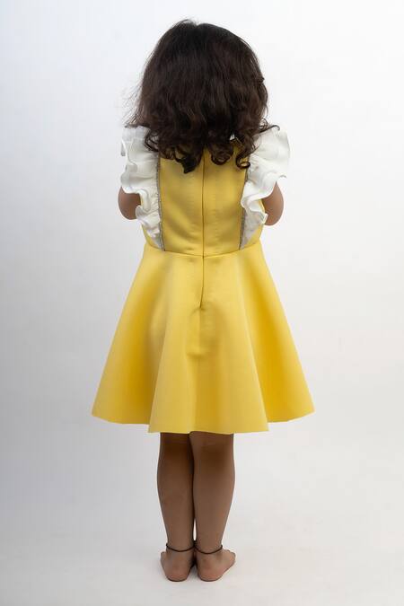 Lil Angels Ruffled Sleeves Bow Detail Dress