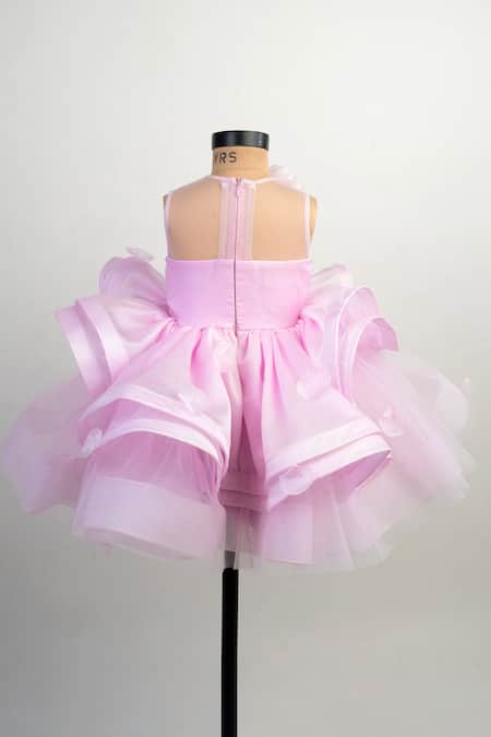 Lil Angels Ruffled Floral Embellished Dress