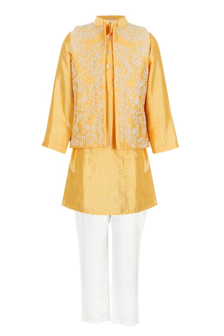 Rang By Les Petits Embroidered Nehru Jacket & Kurta Set 