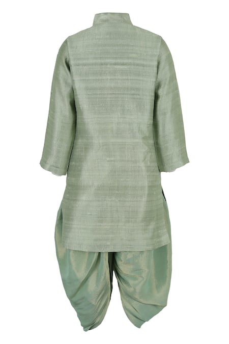 Rang By Les Petits Embroidered Silk Kurta & Dhoti Pant Set 