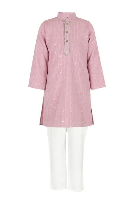 Rang By Les Petits Striped Embroidered Kurta Set 