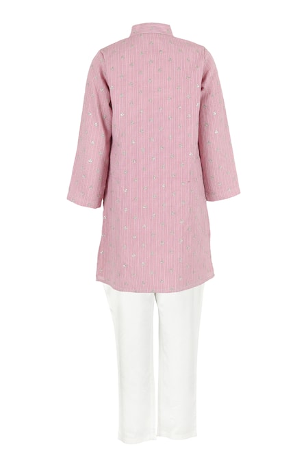 Rang By Les Petits Striped Embroidered Kurta Set 