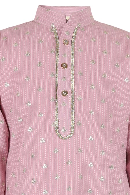 Rang By Les Petits Purple Cotton Sequins, Embroidery Striped Kurta Set Online at Aza Fashions Rang By Les Petits_Purple Cotton Sequins, Embroidery Striped Kurta Set _Online_at_Aza_Fashions