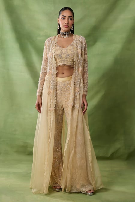 Awigna Beli Embroidered Cape Sharara Set 
