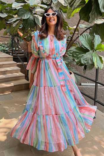 Aroop Shop India Mia Stripe Print Dress