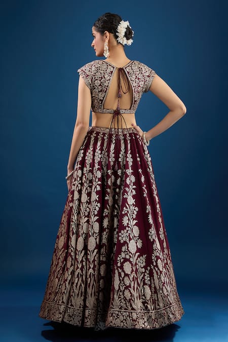 Samyukta Singhania Floral Pattern Maroon Lehenga Set