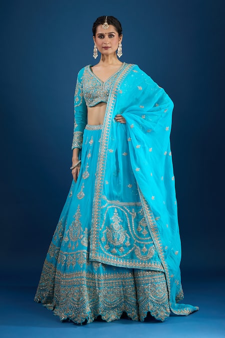 Samyukta Singhania Raw Silk Embroidered Lehenga Set 