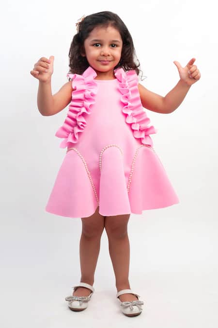 Lil Angels Ruffled Pearl Embellished Dress