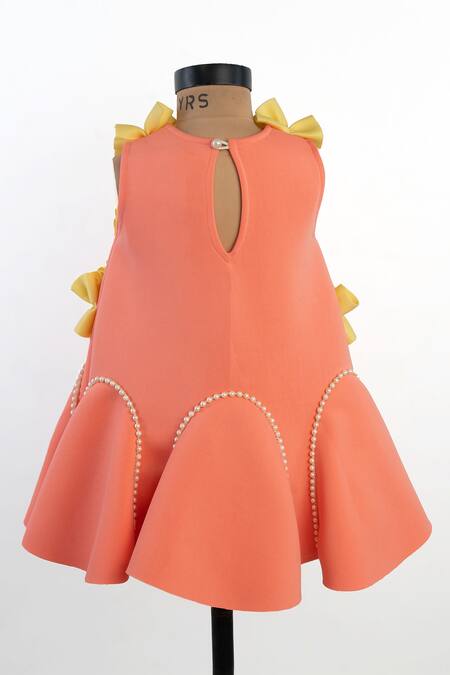 Lil Angels Ruffle & Pearl Embellished Dress