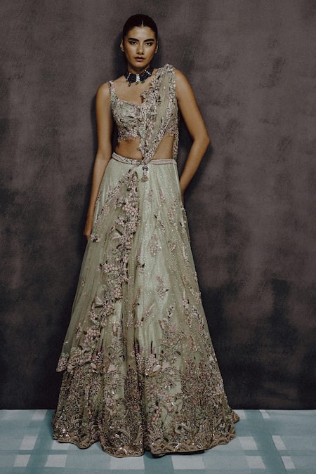 Dolly J Verde Bloom Embroidered Lehenga Set 