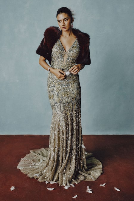 Dolly J Gilded Stellar Embellished Gown 