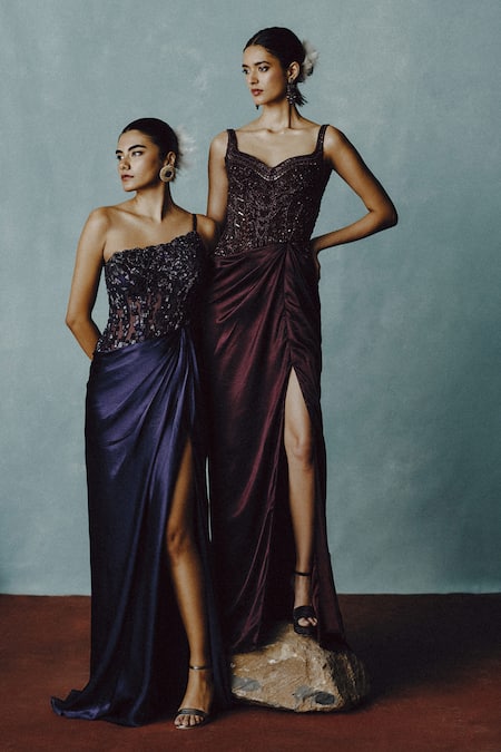 Dolly J Aubergine Ember Embellished Gown 