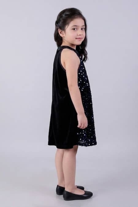 Buy_Lil Drama_Navy Velvet Sequins Pattern Dress _Online_at_Aza_Fashions