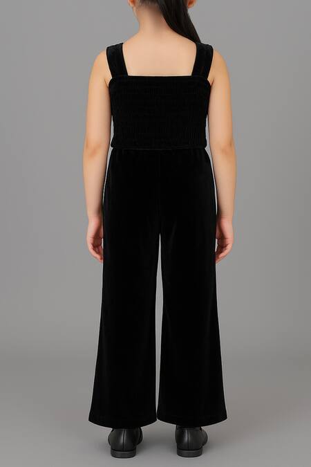 Buy_Lil Drama_Navy Velvet Sequins Jacket And Pant Set 