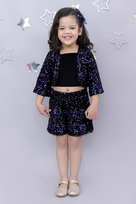 Lil Drama Velvet Sequin Jacket & Shorts Set 
