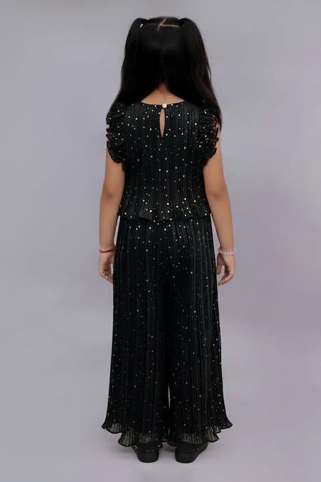 Lil Drama Star Print Pleated Top & Pant Set 