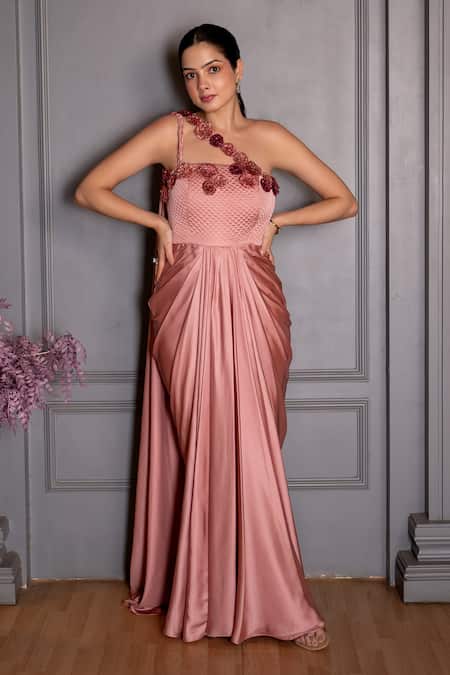 Rirasa Nazm 3D Rose Hand Embroidered Saree Gown 