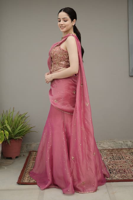 Rirasa Azra Embroidered Pre-Draped Lehenga Saree With Blouse 