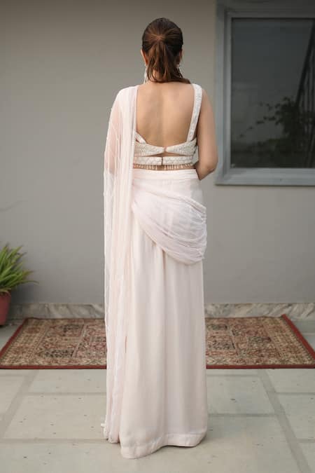 Rirasa Aida Embellished Pre-Draped Saree With Blouse 