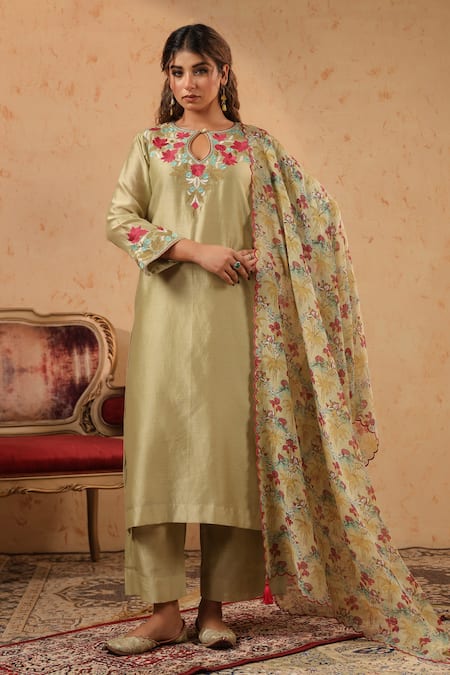 Anshu Wadhwa Resham Embroidered Kurta Set 