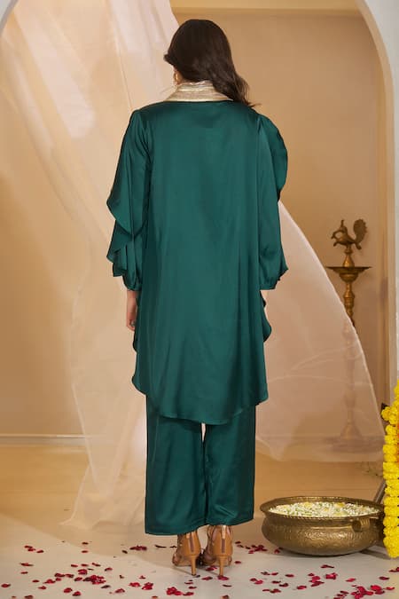 Rimple Agrawal Mandakini Frilled Sleeve Tunic & Box Pleated Pant Set 