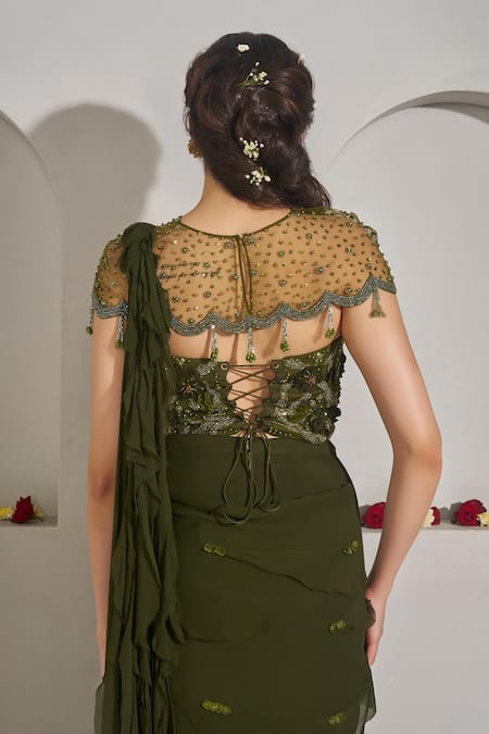 Rimple Agrawal Vishnupadi Draped Saree Cape Set 