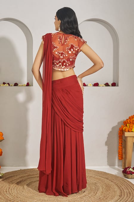 Rimple Agrawal Mata Pre-Draped Saree & Applique Blouse Set 