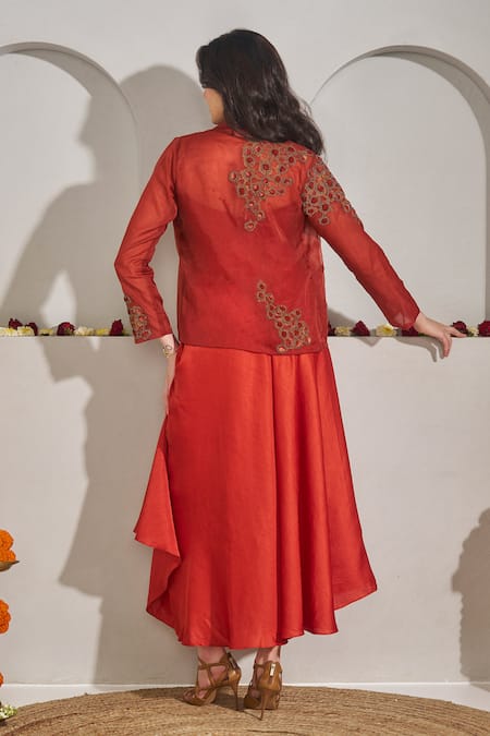 Rimple Agrawal Shankari Applique Jacket Draped Skirt Set 