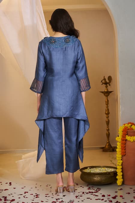 Rimple Agrawal Velvet Floral Beadwork Tunic & Pant Set 