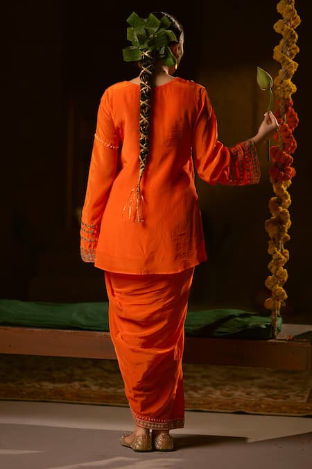 Prahnaaya Mangala Jacket Tunic With Pleated Skirt 