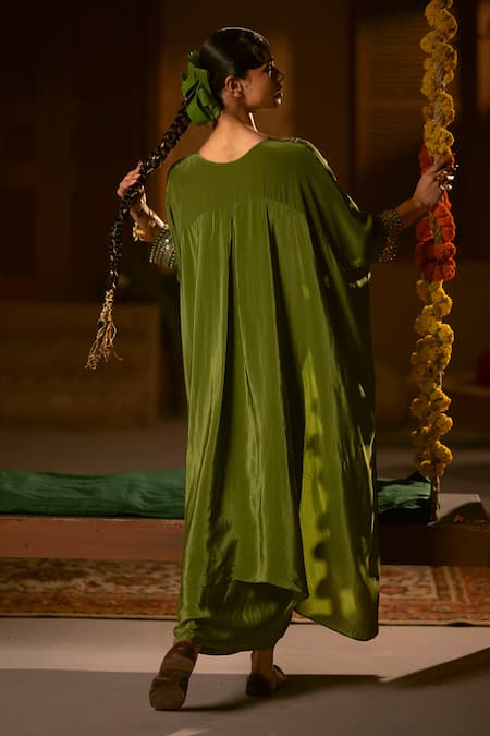 Prahnaaya Sunira Nexa Red Top & Wrap Skirt Set 