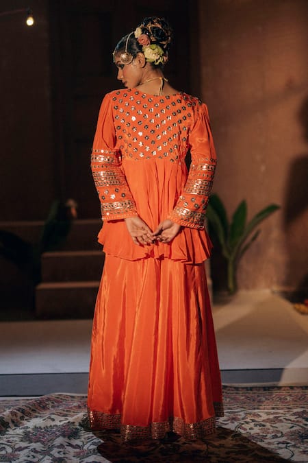 Prahnaaya Mangala Embroidered Peplum Top & Palazzo Set 
